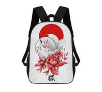 sinyumoney Kitsune Japanese Fox Mochila Escolar De Moda Para Estudiantes, Adecuada Para Niños Y Niñas, Mochila Informal Para Viajes Al Aire Libre, Esencial Para El Día A Día 17inch