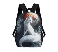sinyumoney Kitsune Yin Yang Moon Mochila Escolar Infantil Estampada Para Adultos Y Niños, Mochila De Viaje Para El Día A Día 17inch