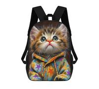 sinyumoney Kitten in Colorful Hoodie -1 17inch Mochila Escolar Impresa En 3D Para Niños, Mochila Escolar Informal De Moda, Mochilas De Viaje Para Niños Y Estudiantes.