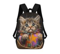 sinyumoney Kitten in Colorful Hoodie Mochila Escolar De 17 Pulgadas Para Adolescentes, Con Estampado 3D, Ajustable Y Con Bolsillos, Ideal Para Niños, Niñas Y Estudiantes.