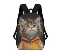 sinyumoney Kitten in Colorful Star Jacket Mochilas Infantiles Mochila Escolar Impresa En 3D Para Niños Mochilas De Viaje Bolsas Para Libros Para Niños 17inch Mochila Escolar