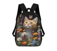sinyumoney Kitten in Flowers with Butterfly 17inch Mochilas Escolares Impresas En 3D, Mochilas Escolares De Moda Para Niños De Primaria Y Secundaria