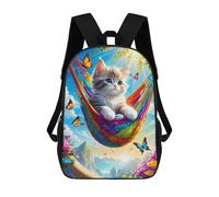 sinyumoney Kitten in Rainbow Hammock Mochila Escolar Impresa En 3D Para Niños Y Niñas, Mochila Para Portátil Para Niños/estudiantes/adultos 17inch