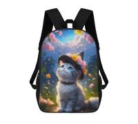 sinyumoney Kitten in The Witch Hat Mochila Ligera Informal Para El Día A Día, Mochila Escolar Para Hombres/mujeres 17inch