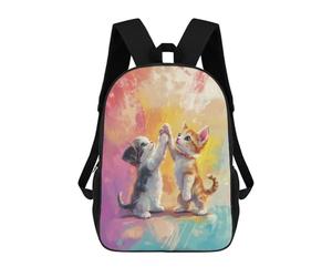 sinyumoney Kittens High Five Painting Mochila Escolar Informal Para El Día A Día, Ideal Para El Trabajo, El Colegio, El Camping, Las Aventuras Al Aire Libre Y Los Viajes Diarios 17inch