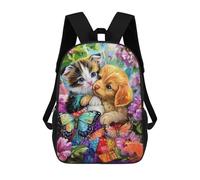 sinyumoney Kittens in Flowers with Butterflies Mochila Escolar Infantil Impresa En 3D Para Niños, Mochila De Viaje De Alta Capacidad, Mochilas Para Libros De 17 Pulgadas Para Niños