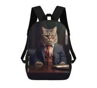 sinyumoney Kitty Cat Wearing A Suit Mochila Escolar Impresa En 3D Para Niños, Mochila Escolar, Mochilas De Viaje, Bolso Informal De Moda Para Niños Y Estudiantes 17inch