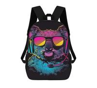 sinyumoney Koala DJ Headphones Art Print Mochila Escolar Impresa En 3D 17inch Mochila Escolar Infantil Mochilas De Viaje Mochila Informal De Moda Para Niños Y Estudiantes