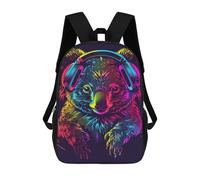 sinyumoney Koala Headphones Neon Art Print-1 Mochila Escolar Impresa En 3D 17inch Mochilas De Moda Para Niños, Mochilas Escolares Para Niños De Primaria Y Secundaria