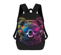 sinyumoney Koala Headphones Sunglasses Art Print-3 Mochila Infantil De 17 Pulgadas, Mochila Escolar Con Estampado 3D De Dibujos Animados Para Niños Y Adolescentes.