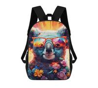 sinyumoney Koala in Sunglasses with Flowers Mochila Escolar Impresa En 3D Para Niños, Mochila Escolar Informal De Moda Para Viajes Para Niños Y Estudiantes 17inch