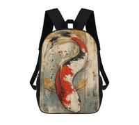 sinyumoney Koi Fish Art on Wood Panel Wooden Japanese Decor Mochila Escolar Para Niños Mochila Escolar Impresa En 3D Mochila Escolar De Moda Para Niños De Primaria Y Secundaria 17inch