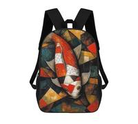 sinyumoney Koi Fish Oil Painting Mochila Escolar Secundaria Informal Para Viajes - Perfecta Para Viajes, Trabajo Y Uso Diario 17inch