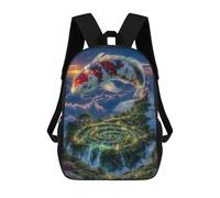 sinyumoney Koi Fish Over Floating Island Mochila Escolar Infantil, Mochilas Impresas En 3D, Mochilas Escolares De Moda Para Niños De Primaria Y Secundaria 17inch