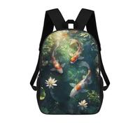 sinyumoney Koi Fish Pond Mochila Escolar Infantil, Mochilas Impresas En 3D, Mochilas Escolares De Moda Para Niños De Primaria Y Secundaria 17inch