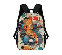 sinyumoney Koi Fish & Vinyl Vibrant Koi Fish Pop Art Unique Aquatic Decor Mochilas Para Niños Mochila Escolar Mochila Escolar Impresa En 3D Para Niños Estudiantes De Primaria Y Secundaria 17inch
