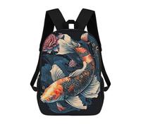 sinyumoney Koi Fish with Flowers Artwork Mochila Escolar Infantil Impresa En 3D Para Niños, Mochilas De Viaje, Bolsas Para Libros, Mochila Escolar Infantil 17inch