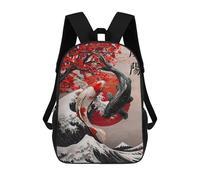 sinyumoney Koi Fish Ying And Yang Oil Painting Mochila Escolar Mochilas Escolares Para Niñas Y Niños Mochila Con Bolsillo Mochila Escolar De Moda Mochila Infantil 17inch