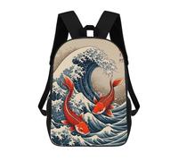 sinyumoney Koi Great Wave Mochila Escolar Impresa En 3D Para Niños Y Niñas, Mochila Escolar, Mochila De Viaje Para Niños 17inch