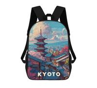 sinyumoney Kyoto Cityscape with Pagoda And Mountain Mochila Escolar Para Niñas 17inch Mochila Informal Ligera Para Niños Y Niñas, Ideal Para Estudiantes De Secundaria