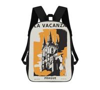 sinyumoney La Vacanza Prague Travel Mochila Infantil De 17 Pulgadas, Mochila Escolar Con Estampado 3D De Dibujos Animados Para Niños Y Adolescentes.