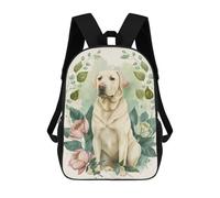 sinyumoney Labrador Floral Portrait Mochilas Infantiles Impresas En 3D Para Niños, Mochilas Escolares De Moda, Mochilas De Viaje, Mochilas Escolares Para Niños De Primaria 17inch