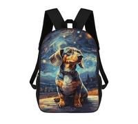 Sinyumoney Labrador Retriever Dog Mochila Escolar Gran Formato, Resistente al Agua, Para Ordenador Portátil, Para Hombres, Mujeres Y Adolescentes, Dachshund Night Sky, 17"