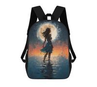 sinyumoney Lady in The Moon Mochila Escolar Infantil Impresa En 3D 17inch Mochilas Escolares Para Niños, Estilo Casual Y Moderno, Mochilas De Viaje De Alta Capacidad