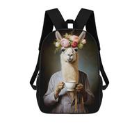 sinyumoney Lady Llama Coffee Mochila Escolar Infantil Impresa En 3D 17inch Mochilas Escolares Para Niños, Estilo Casual Y Moderno, Mochilas De Viaje De Alta Capacidad