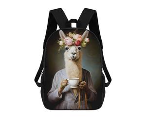 sinyumoney Lady Llama Coffee Mochilas Escolares Mochilas Escolares De Secundaria Mochila Informal Para Acampar Aventuras Al Aire Libre Y Viajes Diarios 17inch