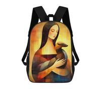 sinyumoney Lady with An Ermine - Da Vinci Inspired - Geometric Abstract Portrait Art Mochila Escolar/de Negocios, Resistente, Para Portátil, Para Adolescentes, Chicos, Mujeres Y Hombres 17inch