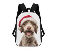 sinyumoney Lagotto Romagnolo Dog with Santa Hat Portrait Mochila Escolar Resistente Al Agua, Mochila De Viaje, Bolsa Para Computadora Para La Escuela/trabajo/viajes 17inch