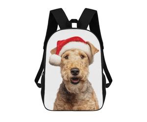sinyumoney Lakeland Terrier Dog with Santa Hat Mochila Escolar Impermeable Para Ordenador, Ideal Para El Campus, Actividades Al Aire Libre, Viajes Y Deportes 17inch
