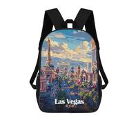 sinyumoney Las Vegas Cityscape Illustration Mochila Escolar Para Niñas Y Niños, Mochilas De Gran Capacidad, Mochilas Ligeras Para Niños Y Estudiantes 17inch
