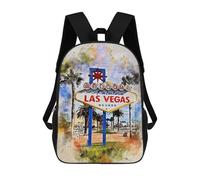 sinyumoney Las Vegas in Watercolor Mochilas Escolares Mochila Escolar Ligera Mochila De Día Mochila Para Libros Para La Universidad Para Hombres/mujeres 17inch