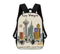 sinyumoney Las Vegas Skyline Illustration Mochila Escolar, De Negocios, Para Portátil, Unisex, Informal, Para Niñas, Niños Y Adolescentes 17inch