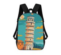 sinyumoney Leaning Tower of Pisa Illustration Mochila Infantil De Moda Divertida Mochila Escolar Para Niños Y Adolescentes Con Impresión 3D Para Niños 17inch