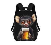 sinyumoney Lemur with Beer Mochilas Impresas En 3D Para Niños, Mochila Escolar, Mochila Informal Para Exteriores, Mochila Informal De Moda Para Niños, Lindas Bolsas De Viaje 17inch