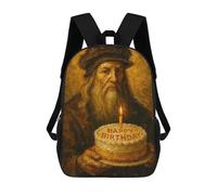 sinyumoney Leonardo Da Vinci Birthday Mochilas Impresas En 3D Para Niños, Mochila Escolar, Mochila Informal Para Exteriores, Mochila Informal De Moda Para Niños, Lindas Bolsas De Viaje 17inch