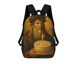 sinyumoney Leonardo Da Vinci Birthday Mochilas Impresas En 3D Para Niños, Mochila Escolar, Mochila Informal Para Exteriores, Mochila Informal De Moda Para Niños, Lindas Bolsas De Viaje 17inch