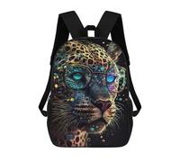 sinyumoney Leopard Glasses Art Print -3 Mochila Escolar Infantil De 17 Pulgadas, Mochila Escolar Impresa En 3D Para Niños De Primaria Y Secundaria