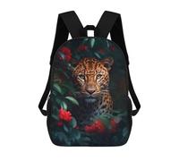 sinyumoney Leopard Green Jungle Roses Mochila Escolar, Mochila Informal, Mochila De Día, Mochila Escolar, De Trabajo, De Viaje Para Niñas, Adolescentes 17inch