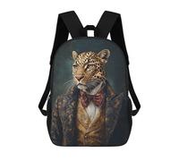 sinyumoney Leopard in Formal Attire Mochila Escolar De 17 Pulgadas Para Adolescentes, Con Estampado 3D, Ajustable Y Con Bolsillos, Ideal Para Niños, Niñas Y Estudiantes.