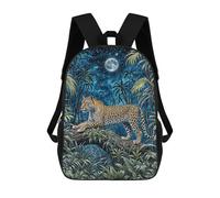 sinyumoney Leopard in Jungle Night Mochila Escolar Impresa En 3D Mochilas Informales Para Niños Mochila Escolar Impresa En 3D Para Niños De Primaria Y Secundaria 17inch