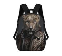 sinyumoney Leopard in Leather Jacket Mochila Escolar De Moda Para Papelería, Impermeable, Informal, Para Hombres, Mujeres Y Adolescentes 17inch