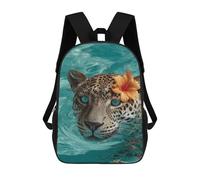 sinyumoney Leopard in Pool with Flower Mochilas De 17 Pulgadas Para Niños, Mochilas Escolares Impresas En 3D Para Estudiantes De Primaria Y Secundaria, Para Niños Y Niñas.