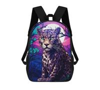 sinyumoney Leopard Monnlight Night Mochila Escolar Infantil Impresa En 3D 17inch Mochilas Escolares Para Niños, Estilo Casual Y Moderno, Mochilas De Viaje De Alta Capacidad