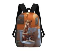 sinyumoney Leopard Reading Newspaper Toilet Mochila Escolar Para Niños Mochila Escolar Impresa En 3D Mochila Escolar De Moda Para Niños De Primaria Y Secundaria 17inch