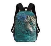 sinyumoney Leopard with Blue Flower in Water-1 Mochila Escolar Infantil De 17 Pulgadas, Impresa En 3D, Estilo Casual, Para Niños, Ideal Para Viajes, Como Mochila Escolar O Para Llevar Libros.