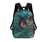 sinyumoney Leopard with Blue Flower in Water-2 Mochila Mochila Informal Para El Día A Día, Para La Escuela, El Trabajo Y Los Viajes Para Hombres, Mujeres Y Adolescentes 17inch